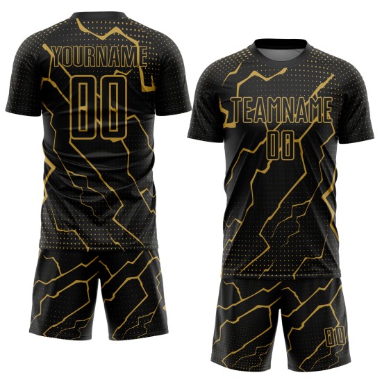 Alte benutzerdefinierte Lightning Gold Sublimation Jersey Uniform schwarz Fußball