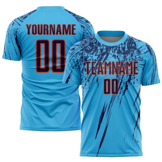 Fußball Navy-Orange Custom Sublimation Blue Sky Uniform Trikot