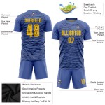Fußball Custom Gold-Schwarz Drittes Blaues Trikot Uniform Sublimation Licht