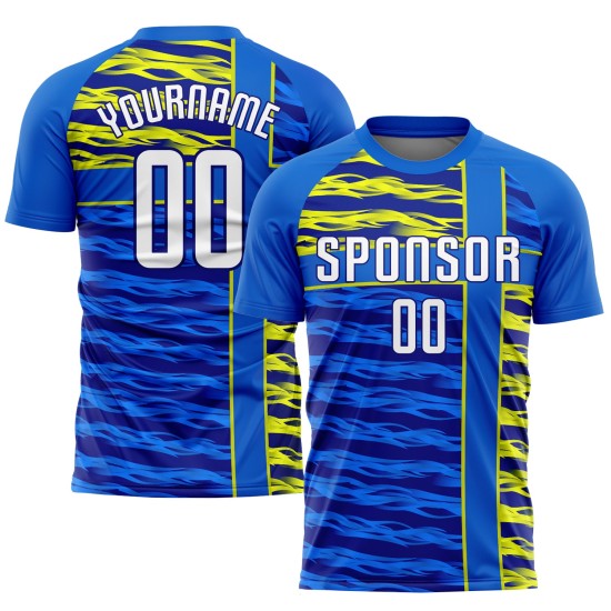 Marineblau-Gold Royal Sublimation Uniform Trikot Weiß Fußball Custom