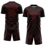Schwarze Sublimation Fußball Rot Uniform Lightning Custom Jersey