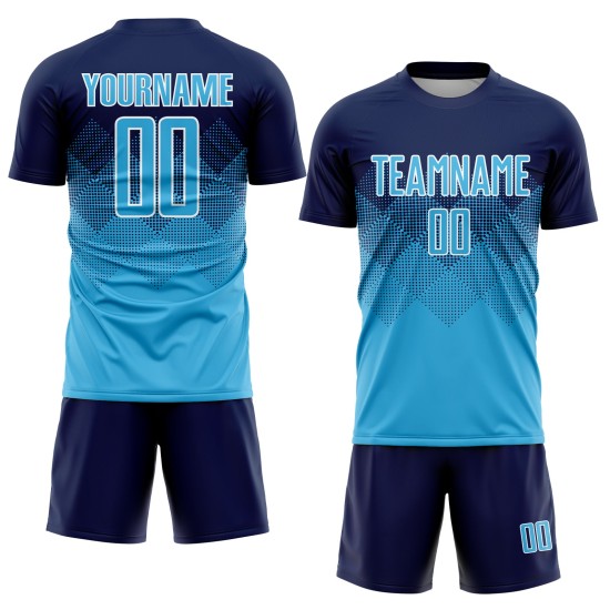 Sublimation Custom Navy Blau-Weiß Uniform Fußball Sky Trikot