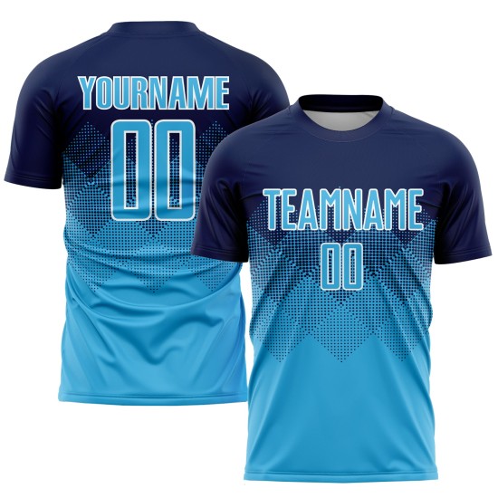 Sublimation Custom Navy Blau-Weiß Uniform Fußball Sky Trikot