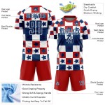 Uniform Rot-Weiß Custom Jersey Royal Soccer Sublimation Quadrate Sterne Und