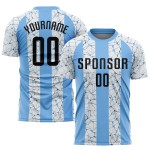 Fußballtrikot Uniform Sublimation Custom Schwarz-Weiß Blau Licht
