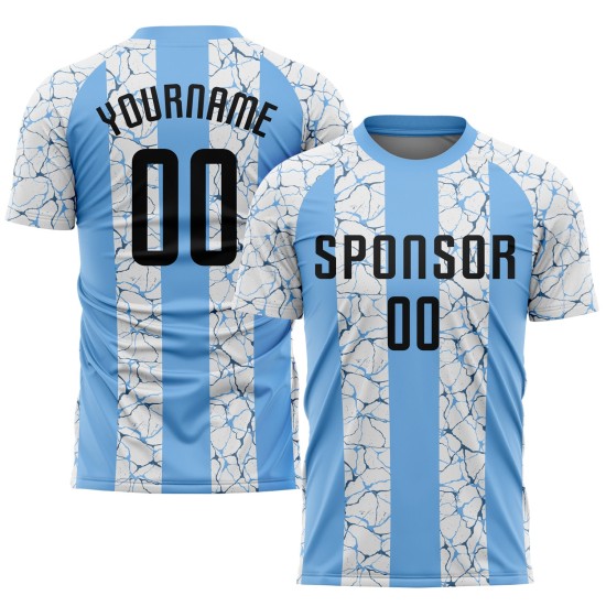 Fußballtrikot Uniform Sublimation Custom Schwarz-Weiß Blau Licht